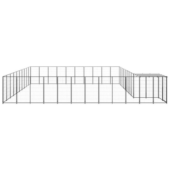 VidaXL Chenil Noir 31,46 m² Acier Enclos pour Chiots Cage Chiens Extérieur 3082241