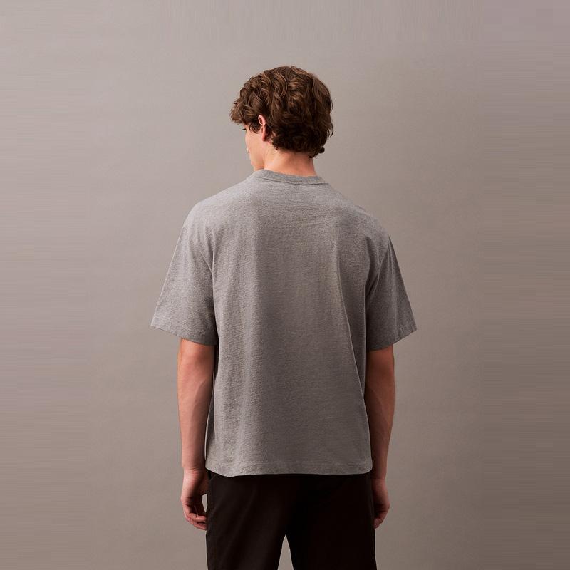 Calvin Klein Minimalist Logo Print Cotton Loose Fit Short Sleeve T-Shirt Men Tops Hero-Grey 40HM228-24S-P7E