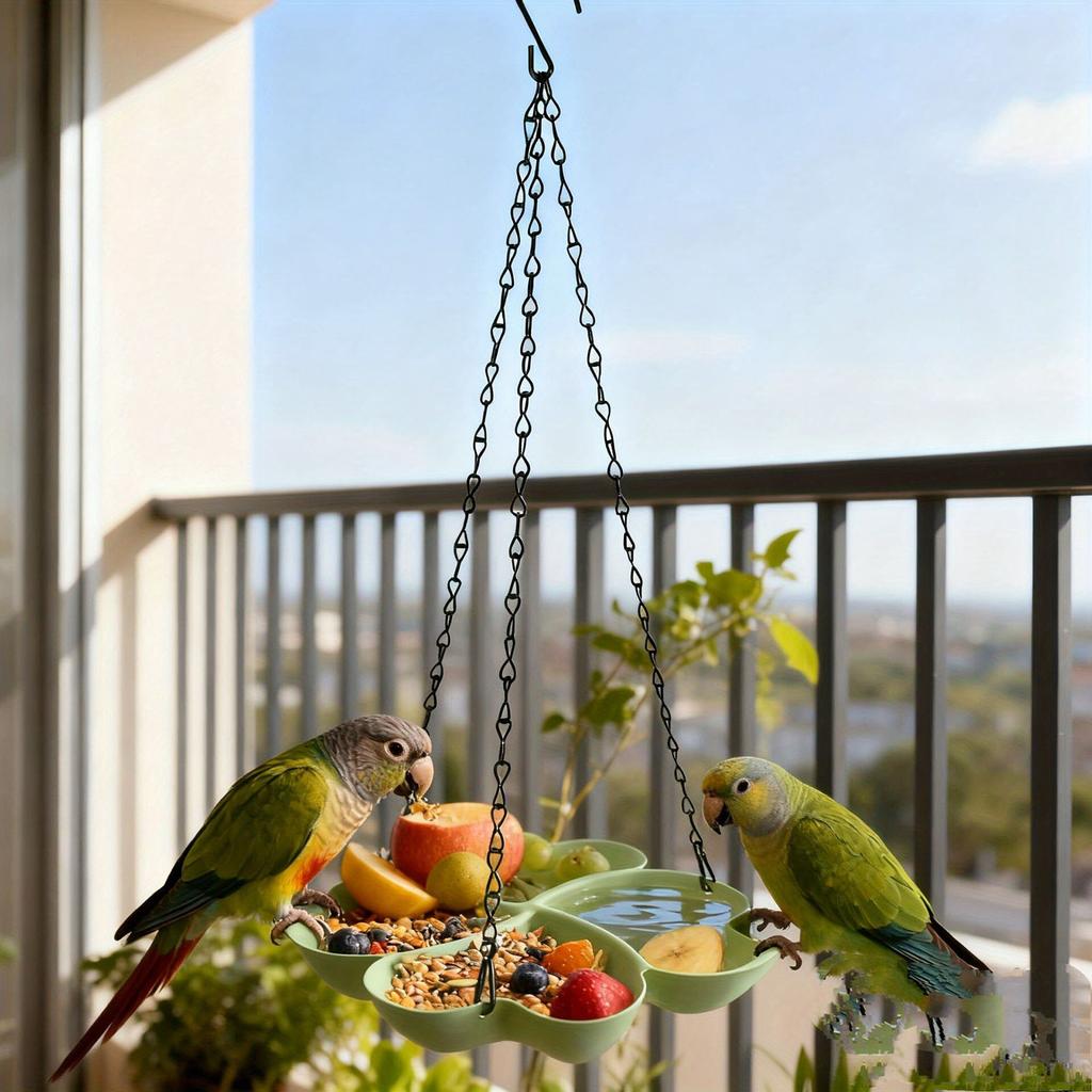 Hanging Wild Bird Feeder & Waterer - 4-Compartment Heart-Shaped Outdoor Bird Feeder For Garden & Patio