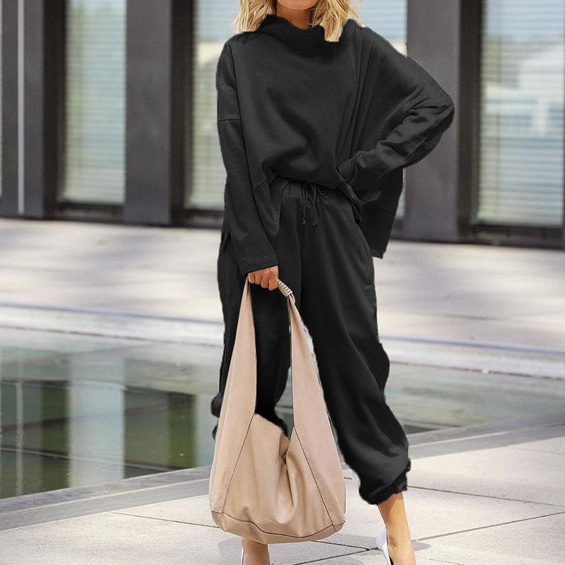 

DAFIFY женские модные повседневные весенне-осенние однотонные водолазки с длинными рукавами и принтом, брюки, брюки, костюмы XL