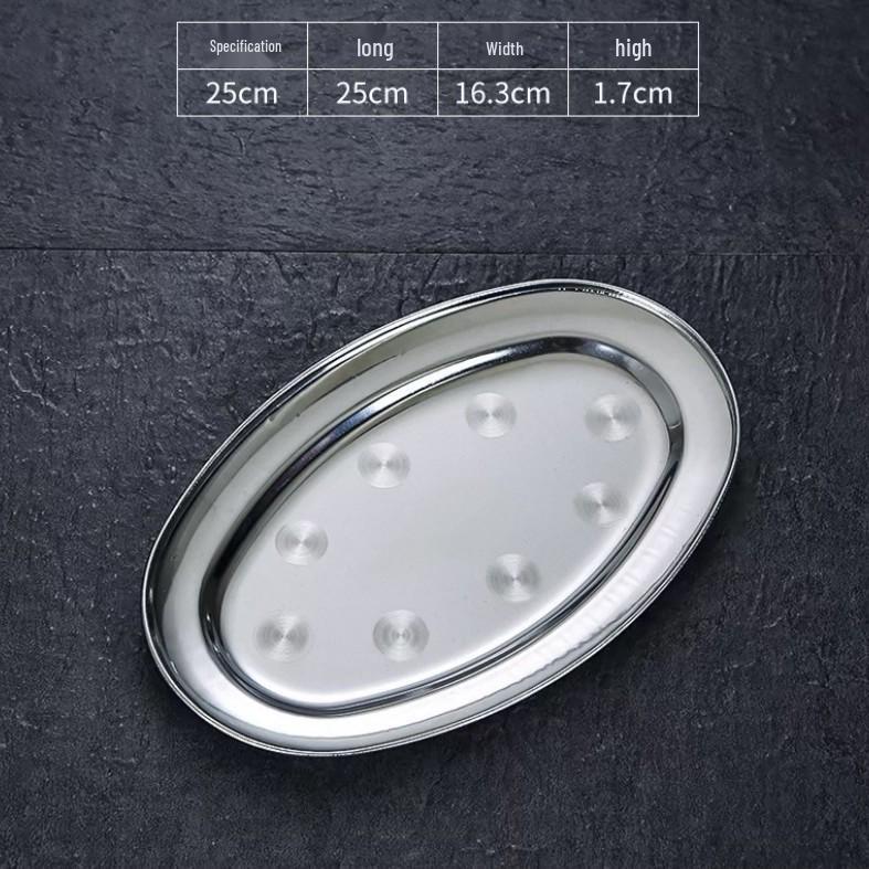 304 Stainless Steel Oval Fish Dish - Creative Steamed Fish Plate, Small Round Dish for Home Use