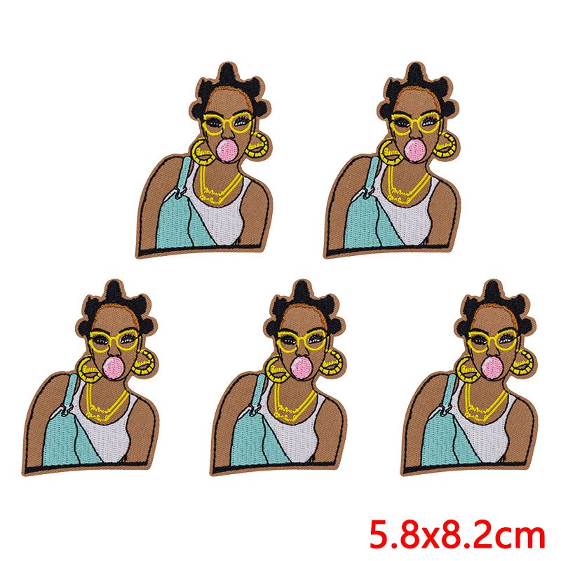10PCS Fashion Black Girl Embroidered Patch Iron On Patches For Clothing Black Girl Magic Patches For Clothes Jackets Sewing DIY