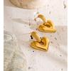 Yhpup Stainless Steel Metal Heart Earrings Handmade Polished High Quality 18K Gold Color PVD Plated Waterproof Textured Jewelry