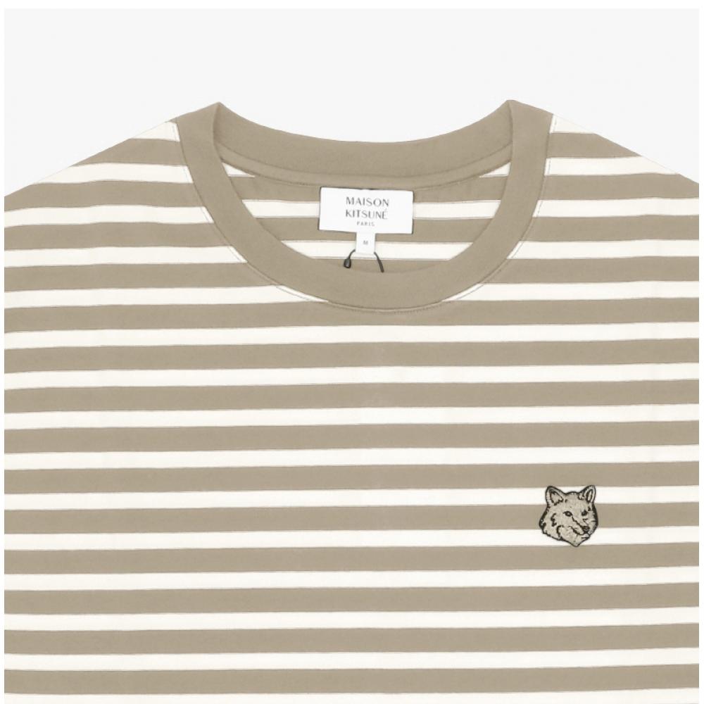 MaiSon KitSune Bold Fox Head Patch Stripe Men S Long Sleeve Tee Pm00122kj0044