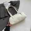 Trendy French Style Pu Bowling Bag Elegant PU Leather Boston Shoulder Bag Casual Large Capacity Women Handbags Armpit Bag