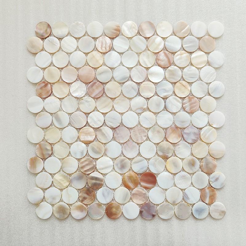 1 Stück Natürliche Muschel Mosaik Runde Fliese Hintergrund Wandaufkleber Küchen Tapete Fliese Badezimmer Hintergrund Dusche Dekorativer Aufkleber