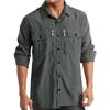 Summer Cargo Shirts Men's Breathable Long Sleeve Multi-Pockets Work Shirts Hiking Fishing Shirt