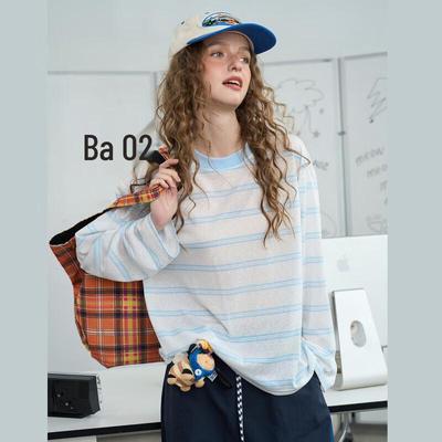 Women's Loose Striped Long-Sleeve Casual T-Shirt