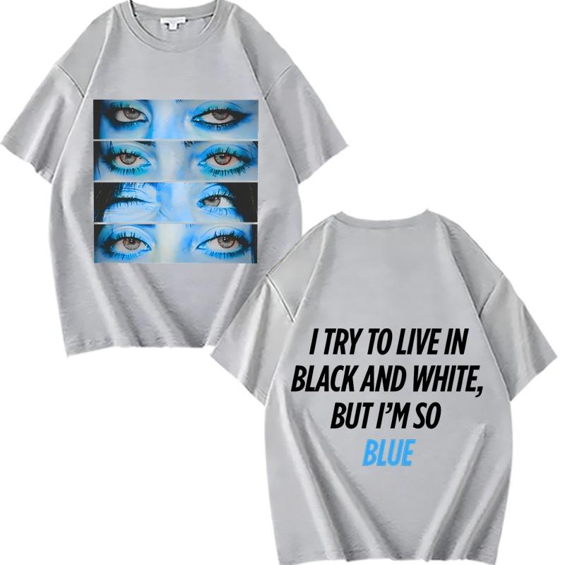 Billie T-Shirt Blaue Augen trafen mich hart und sanft T-Shirt Herren Damen Oversized 100% Baumwolle Kurzarm Sommerdruck Unisex Oberteile T-Shirts