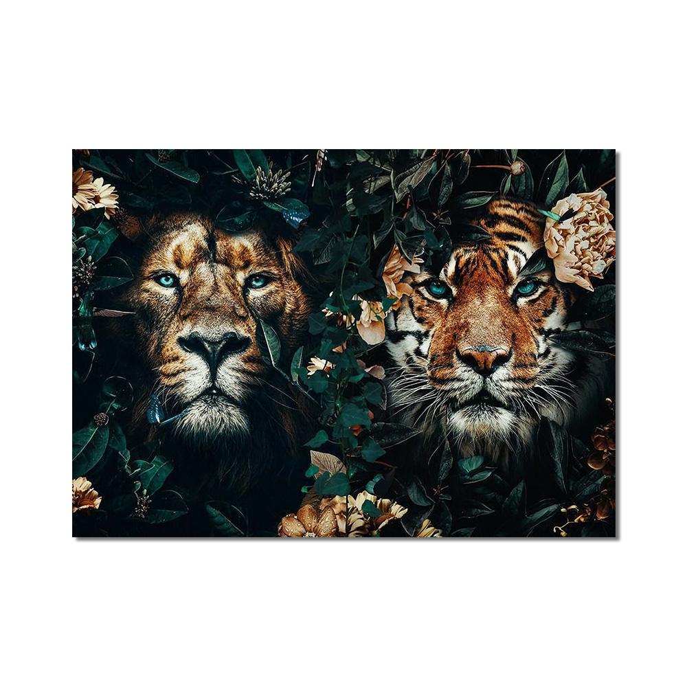 

Цветок животное Лев Тигр Олень Леопард Абстрактная картина на холсте настенная живопись скандинавский принт плакат декоративная картина Декор в гостиную 30x40 No Frame