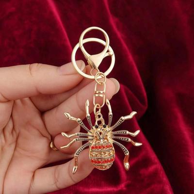 Keychain Pendant Rhinestones Inlaid Spider Design Key Chain with Anti-Oxidation Lobster Clasp Backpacks Accessory
