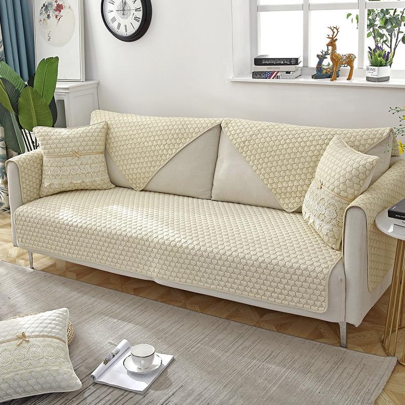 Pure Cotton Sofa Cushion for All Seasons, Cotton Fabric Non-slip Cushion Cover, Simple Modern Set Cover, Seat Cushion All-inclusive