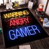 "Warning Angry Gamer Neon Carpet With Bright Wall Art Design" Suitable for Use As an Anti-slip for Living Room Bedroom Sofas