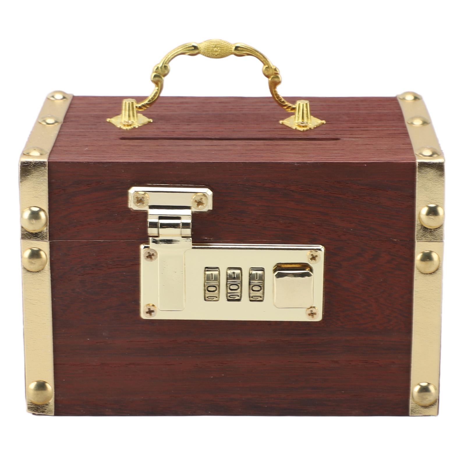 

Запирающийся деревянный ящик для хранения денег с паролем, винтажный деревянный сундук с сокровищами, валюта, деньги Cas With Hemmed Edges