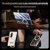 For Samsung Galaxy Z Fold 7 Leather 360° Swivel Bracket Magnetic Tempered Glass Front Membrane Anti-Drop Fingerprint Phone Case