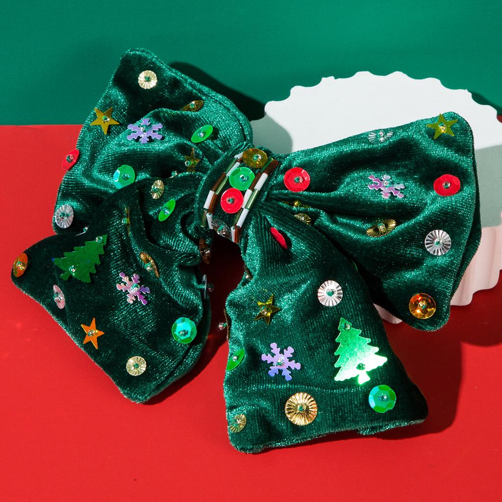 New Christmas Butterfly Knot Hair Clip Snowflake Sequins Velvet Hairpin Hair Spring Clip Party Clothing Accessories Styling Tool