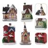 4Pcs Luminous Resin Small House Christmas Decor Colorful Desktop Ornaments Charming Xmas Party Decoration Adorn