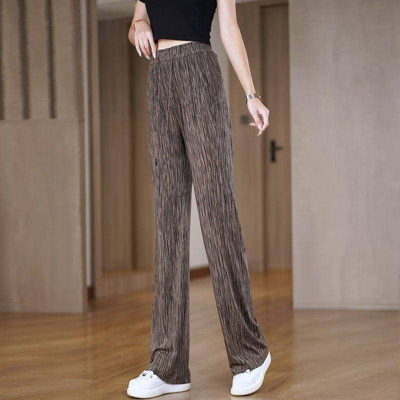 New Summer Thin Ice Silk Narrow Version Fashionable Casual Wide-leg Loose Trousers Draped All-match Pants