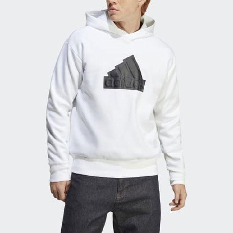 Adidas Letter Logo Printed Hooded Pullover Long Sleeve Sweatshirt Men sweatshirt White IC3746