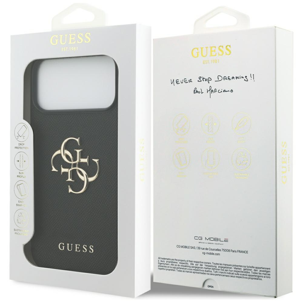Guess Grained Big 4G & Classic Logo case for iPhone 17 Pro Max black
