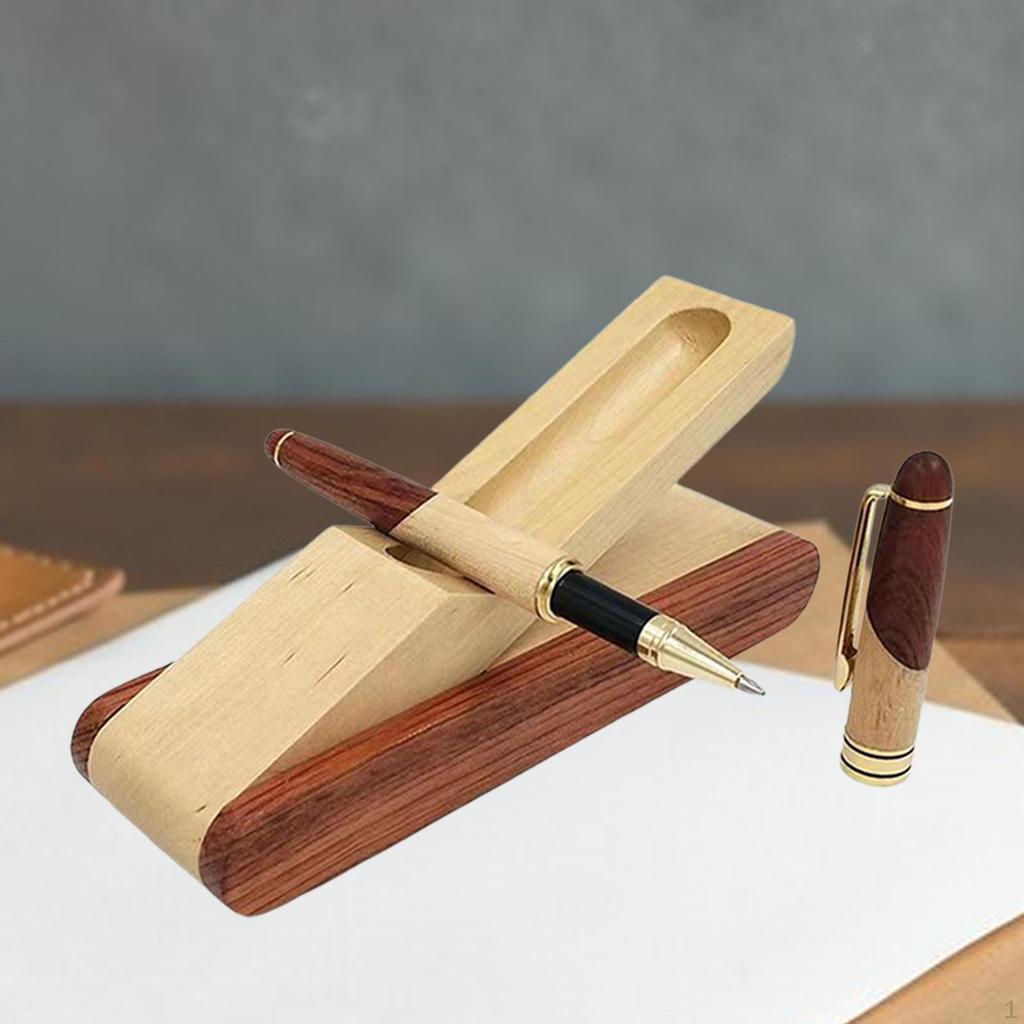 Pen Holder Brush Box Wooden Portable Pencil Storage Case Tabletop Stationery Organiser for Household