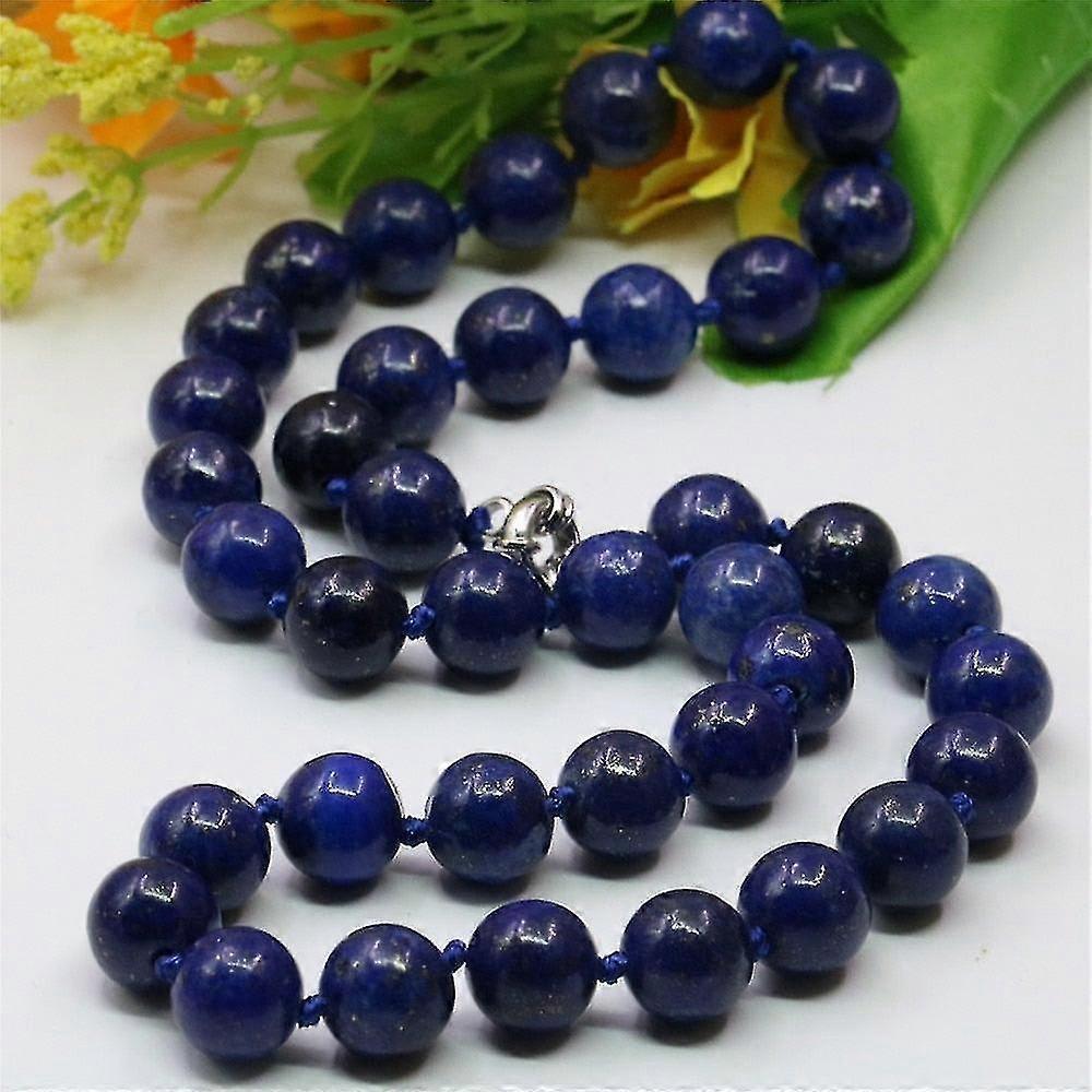 Natural Blue Lapis Lazuli Stone Round Beads Necklace