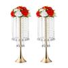 Iron Art Flower Stand with Crystal Bead Curtain for Weddings and Dining Table Decorations