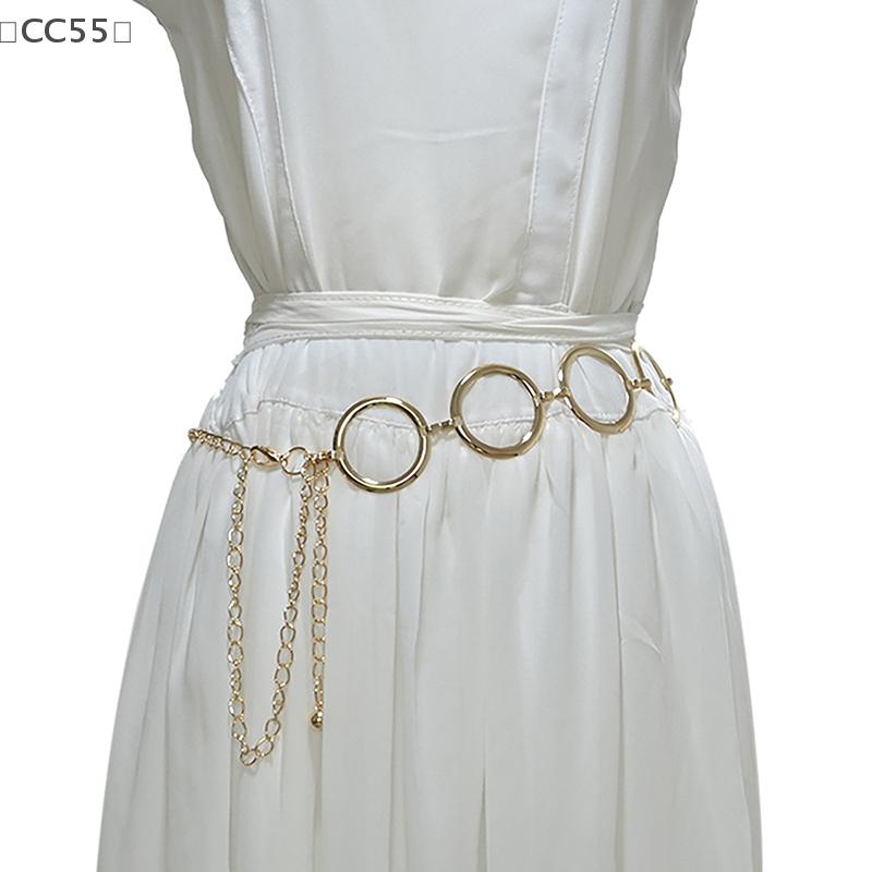 Luxury Women Metal Chain Belt Designer Brand Large Metal Ring Waist Strap Dress Coat Skirt Lady Decorative Waistband