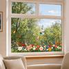 Yousheng Colorful Flower Butterfly Window Cling, Waterproof PVC Static Glass Sticker, Removable No Adhesive Window Sticker for Home Bedroom Kitchen
