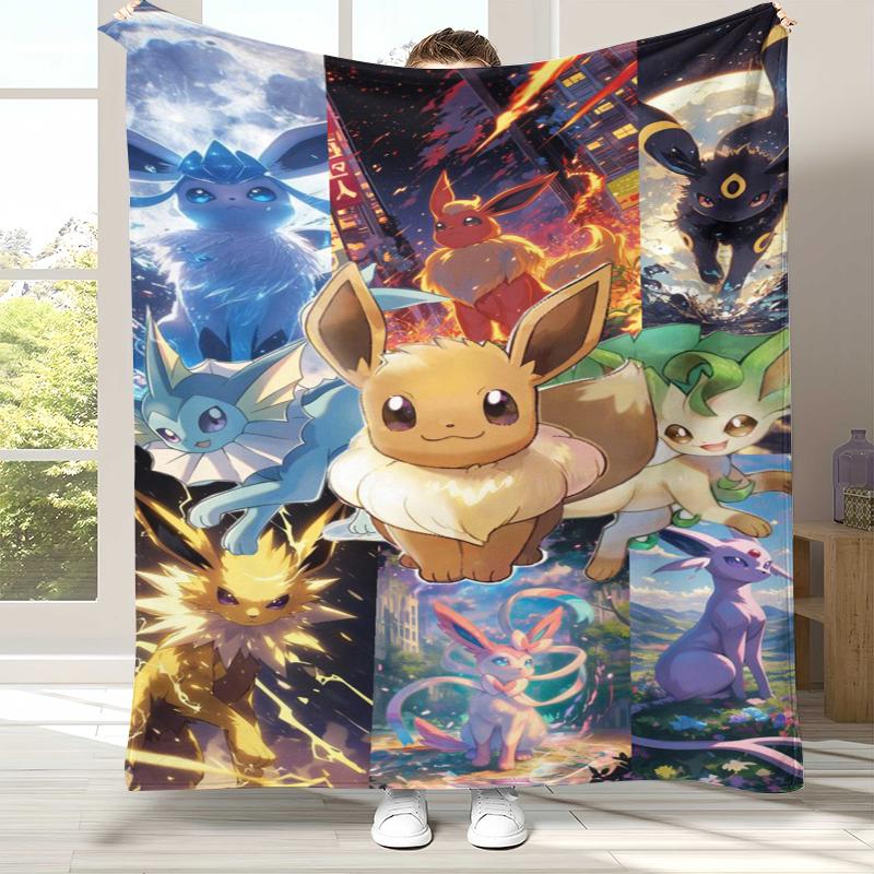 Kawaii Pokemon Pikachu Cartoon Flannel Blanket,Ultra Soft Warm Plush Throw for Home Bedroom Bed Sofa Cover Office Camping gift