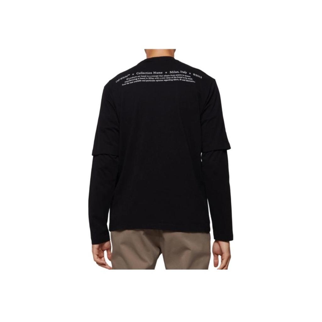 Off-White Graphic Print Crew Neck Long Sleeve T-Shirt Men Tops Black OMAB066F21JER0071084