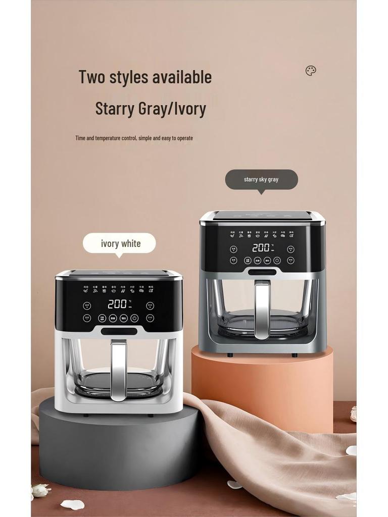 Intelligente Sprachsteuerung Heißluftfritteuse mit großem Fassungsvermögen und Glasfenster – Multifunktionaler Ofen für Pommes frites