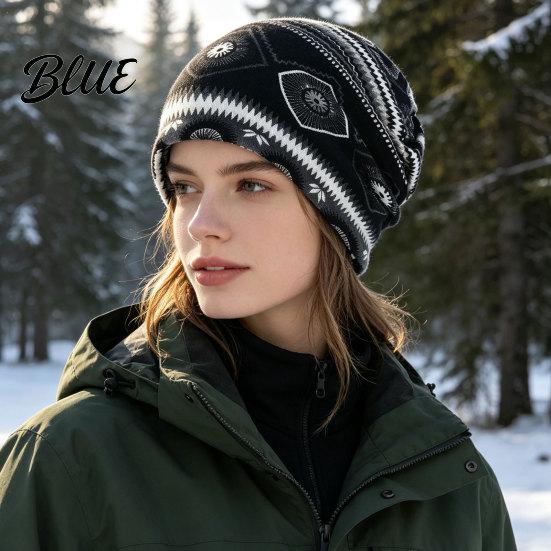 Versatile Lazy Style Hair Tie Women's Geometry Print Slouchy Hat Casual Soft Stretch Skull Colorful Geometric Pattern Hat Cap Warm Cancer