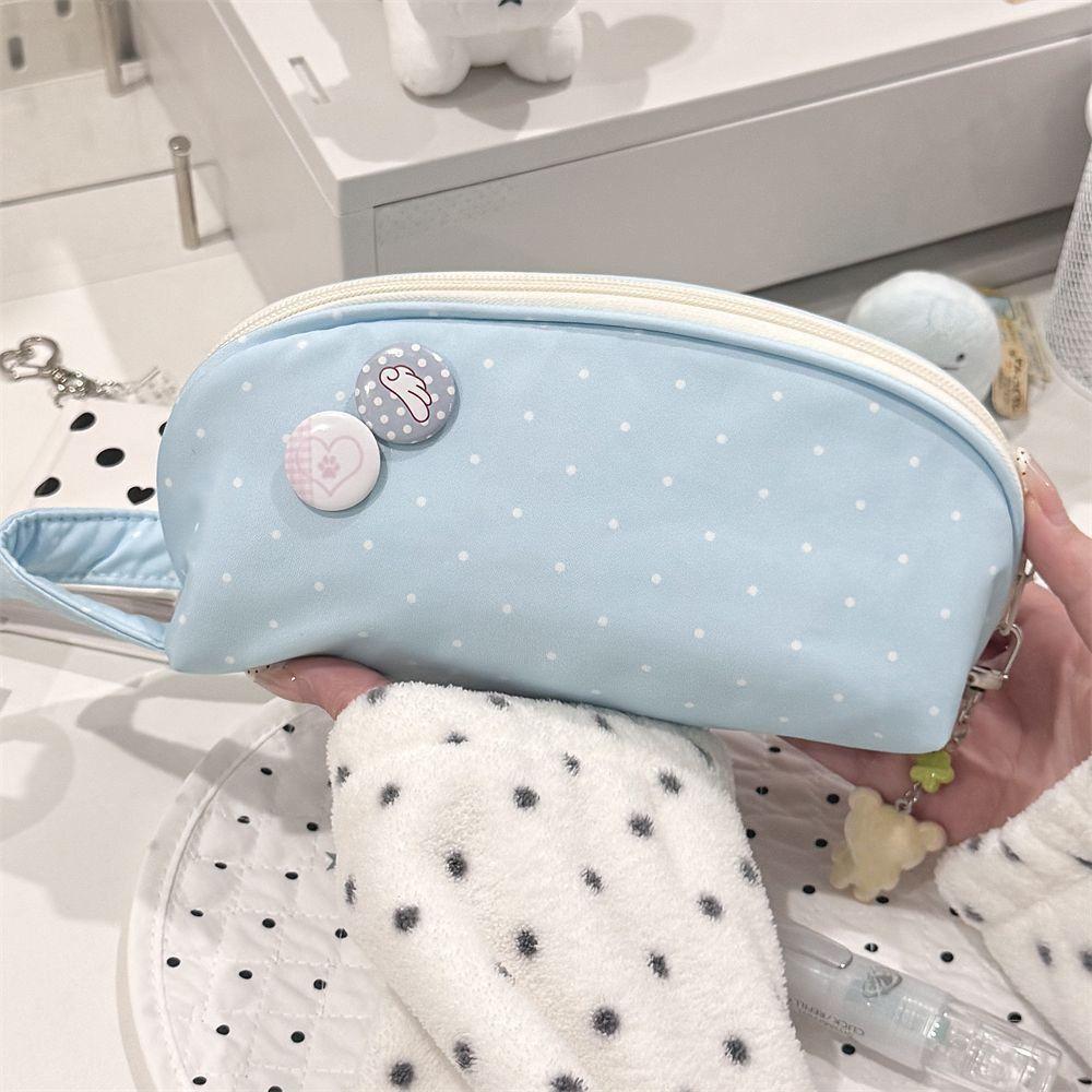 Shell Shape Pencil Pouch Polka Dot Pattern Pen Bag Multi-purpose Pencil Case  School Office