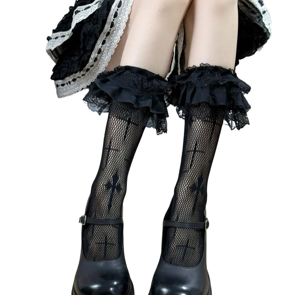 Elegant Lace Cross Stockings For Women With Frictionresistant Nylon Material For Spring And Winter Fashion
