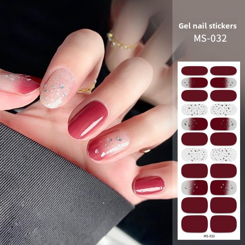 Neue glitzernde ultradünne Nagelaufkleber einfarbig wasserfest Ölfilm Nagelaufkleber
