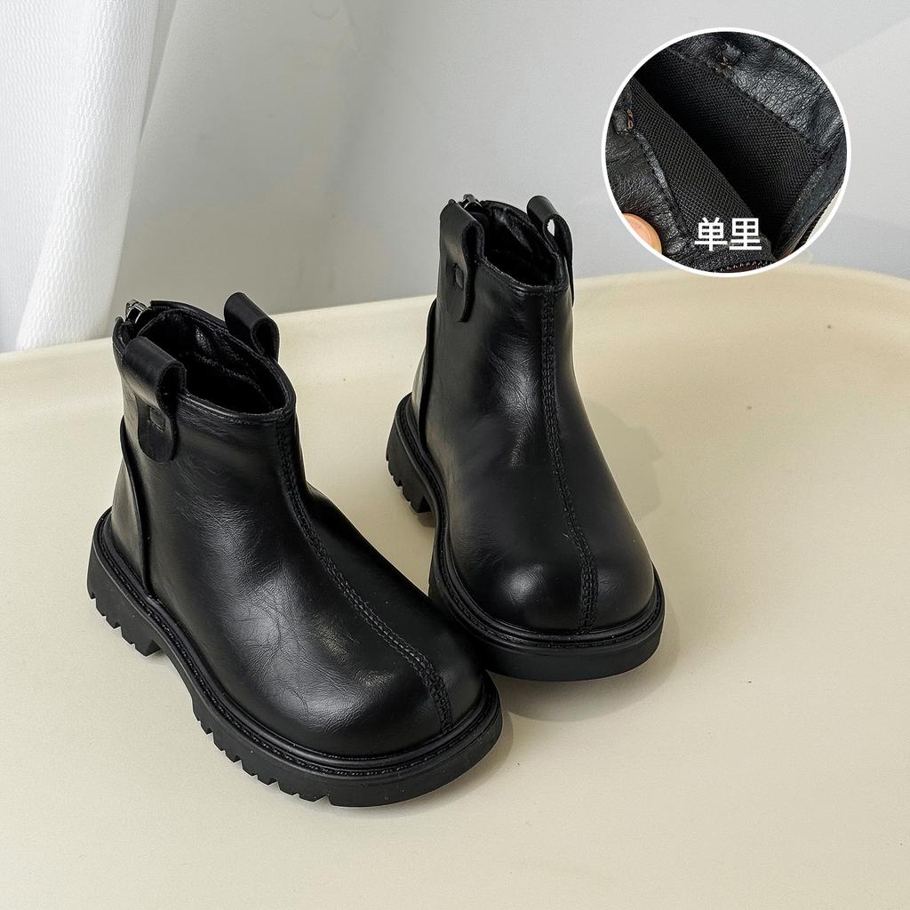 2025 Winter New Children's Martin Boots Fashion Versatile Girls Short Boots Korean Version Simple Girls Leather Boots