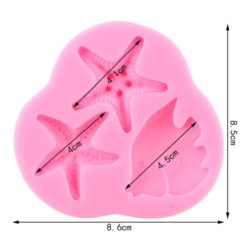 Molde de silicona con forma de cola de sirena, coral, conchas y algas marinas para decoración de tartas, moldes de pasta de goma, chocolate y caramelos