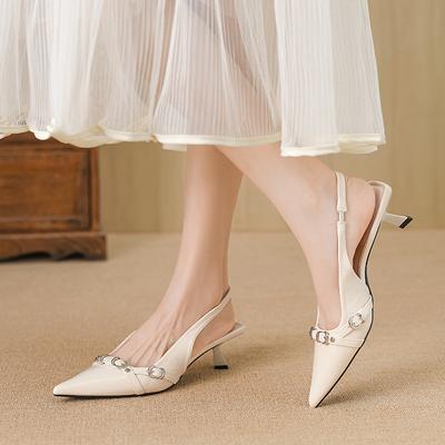 Beautiful Sandals with Skirt Korean Version Color Thin Heel Low Heel Shoes Women~ Summer New French Mary Jane Single Shoes