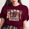 Merry Christmas Vintage T‑and Kids Tshirt, Santa Tree Reindeer Snowman Nutcracker Tee