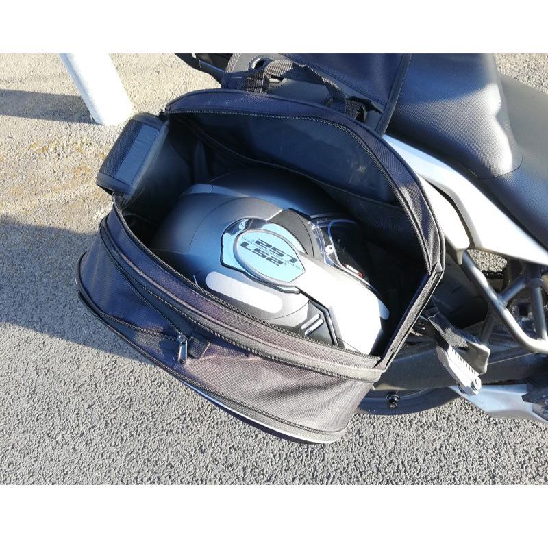 Motorcycle Saddlebags: Tail Bag with Helmet Storage & Waterproof Cover