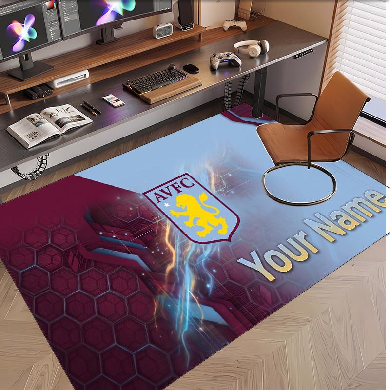 Personalized Crystal Velvet Carpet Aston Villa Pattern Non Slip Floor Rug