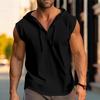 2026 Men's Sleeveless Fitness Drawstring Solid Color Hooded Vest