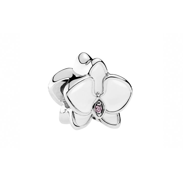 Pandora White Orchid Enamel Bracelet Charm 925 Silver Pendant Women Bracelet 792074EN12 Silver