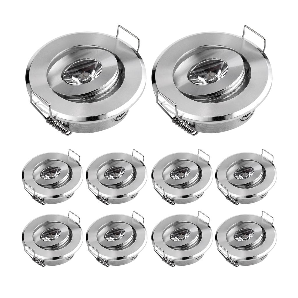10pc 3W Mini Led Downlight Cabinet Recessed Spot Light Led Driver Pure Nature Warm White and White Silver Black Body AC85-265V