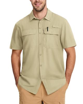 MAGCOMSEN Short Sleeve Military Stretch Work Top for Summer Light Size 2XL Men's Shirt, Cooling, Outdoor, Lightweight, Moisture-Wicking, Quick-Drying,