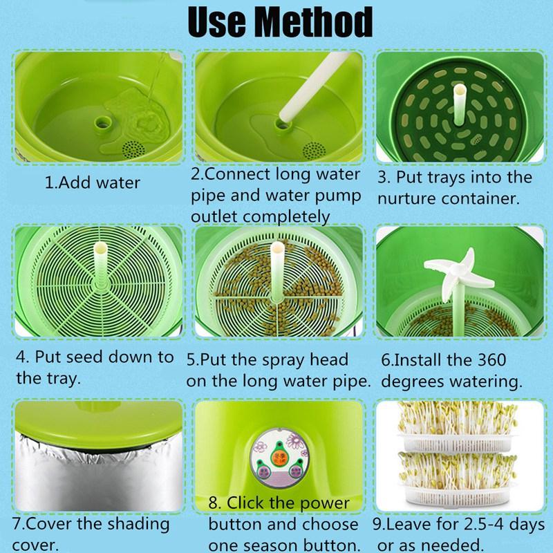 220V 50Hz Multifunctional Homemade Sprout Double Layer Green Automatic Bean Sprouts Machine