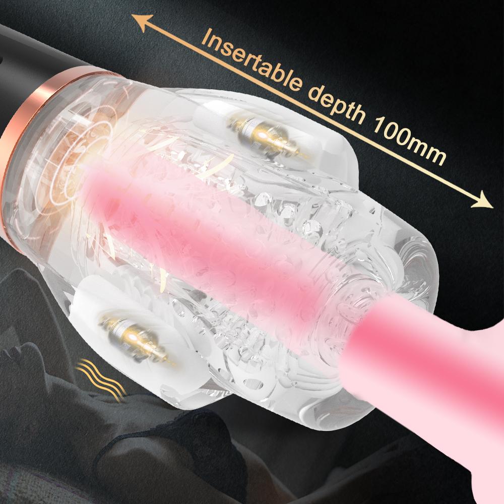 Automatic Sucking Male Vibration Masturbator Cup, Transparent Silicone Soft Pussy, Oral Blowjob Equipment Men Adult Supply 18+