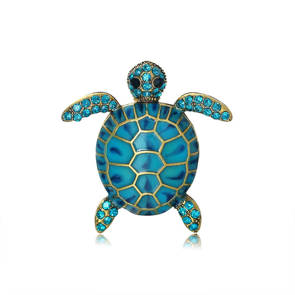 Vintage Rhinestone Cute Cartoon Turtle Brooch, Men's and Women's Clothing Accessories Brooch Pendant Party Jewelry Gifts