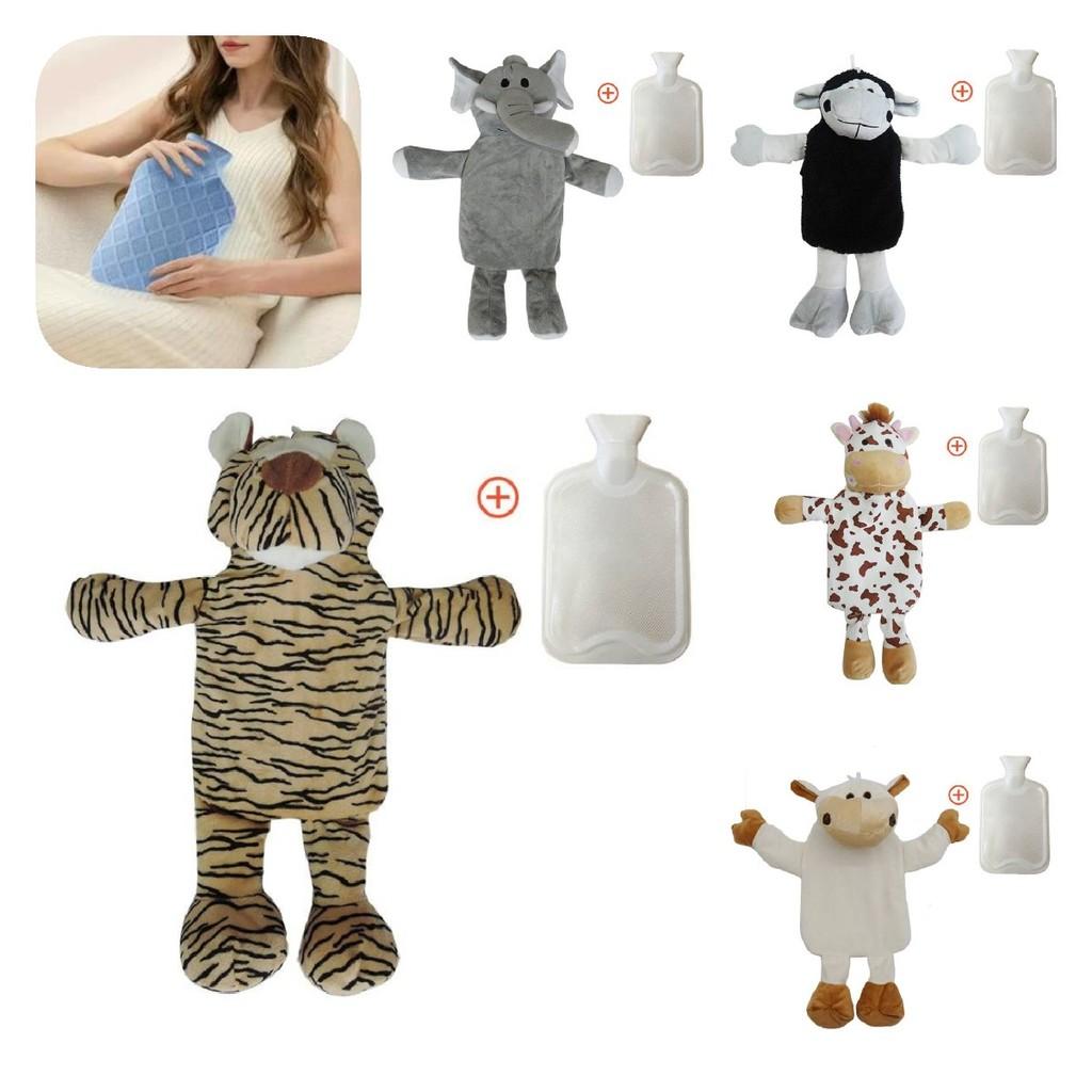 Water Hot Bottle With Plush Cover Soft Fluffy Monkey Unicorn Rubber Hand Warmer